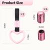 2Pcs Light Pink Heart Shaped Car Handle Straps Interior Decor & 4Pcs Cat's Paw Pink Tire Valve Caps Anodized Aluminum Corrosion Resistant Universal for Cars Trucks SUVs Motorcycles Bikes view 2