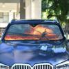 Baseball on Fire Car Sun Shade Windshield Sun Shield UV Ray Protection Foldable Sun Visor for Front Window Blocks Automotive Interior Accessories 53 X 23.5 in view 2