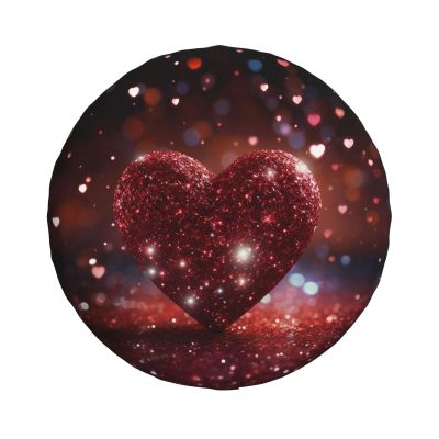 Red Glitter Heart Spare Tire Cover Wheel Protectors Weatherproof Wheel Covers Sun Protection Universal Fit for Trailer Rv SUV Truck Camper Travel Trailers Accessories
