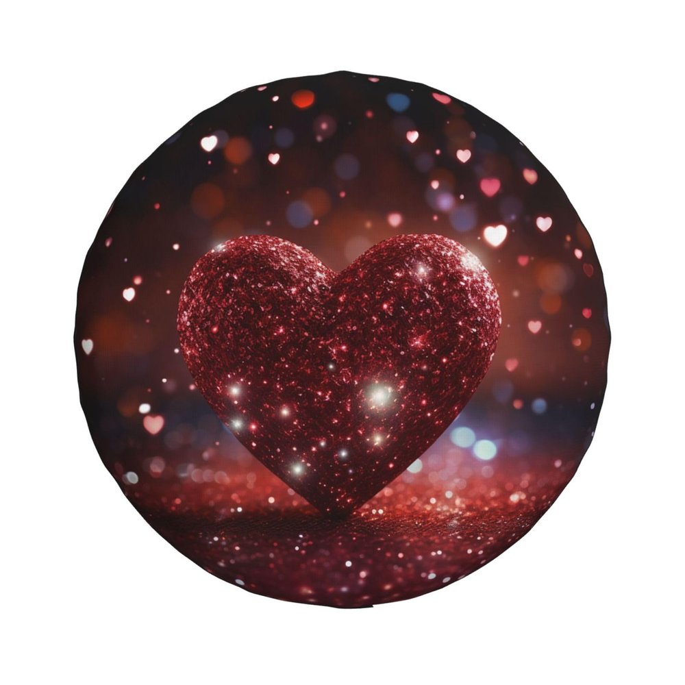Red Glitter Heart Spare Tire Cover Wheel Protectors Weatherproof Wheel Covers Sun Protection Universal Fit for Trailer Rv SUV Truck Camper Travel Trailers Accessories