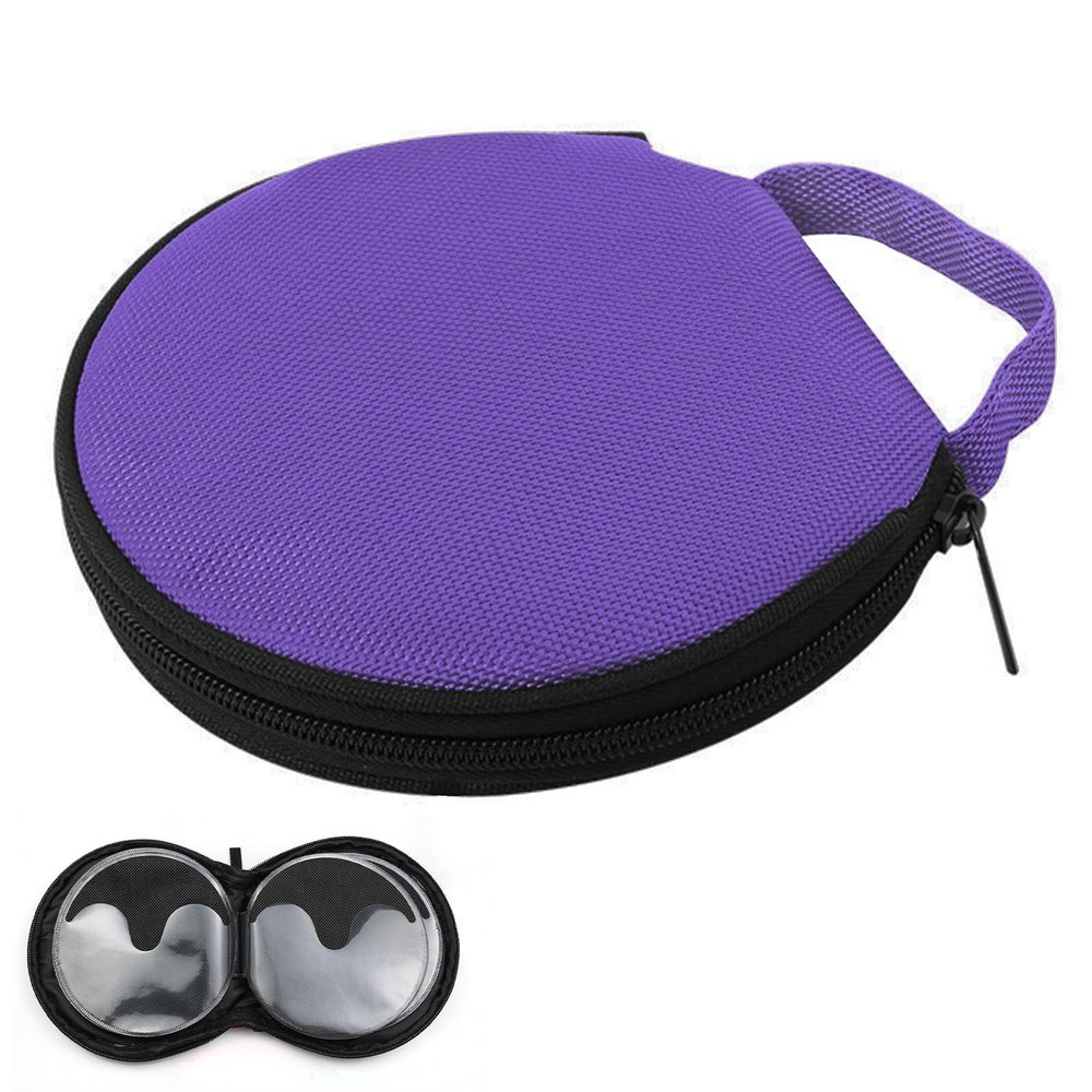 wuyaoyao Car CD Storage Bag, 20 Capacity CD Case Holder for Cars, Portable DVD Binder with Carrying Strap & Zipper Closure, Oxford Cloth Small DVD Wallet Disc Organizer, Car Accessories (Purple)