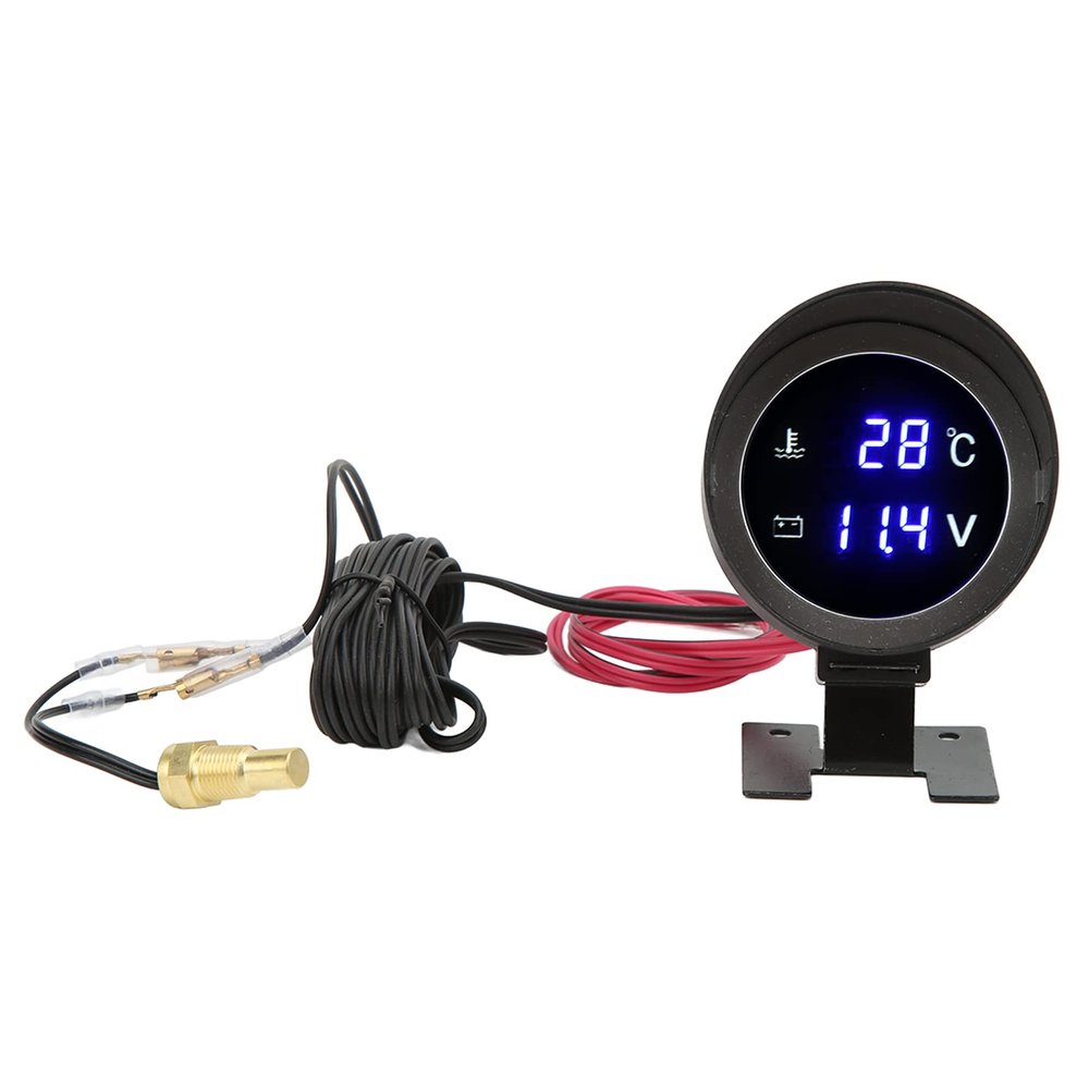 Fesjoy Round Water Temperature Gauge Meter LED Blue Light for Car Motorcycle ATV, Easy Installation ABSMetal Material