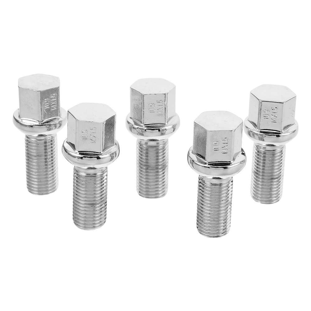 Abaodam 5pcs 28mm Chrome Wheel Bolts with Ball and Conical Seats, Universal Car Hub Screws for Automotive Tire Stability and Wheel Rim Compatibility