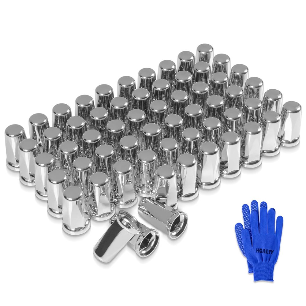 HQALTY 33mm Lug Nut Covers - ABS Chrome Push-on Wheel Nut Covers for Semi Trucks (60Pcs)