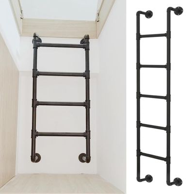 Emergency Window Well Escape Ladder WallMounted Metal Loft Bed Ladder Industrial Iron Bunk Bed Ladder Indoor & Outdoor Metal Climbing Rung Safety Rescue Equipment.