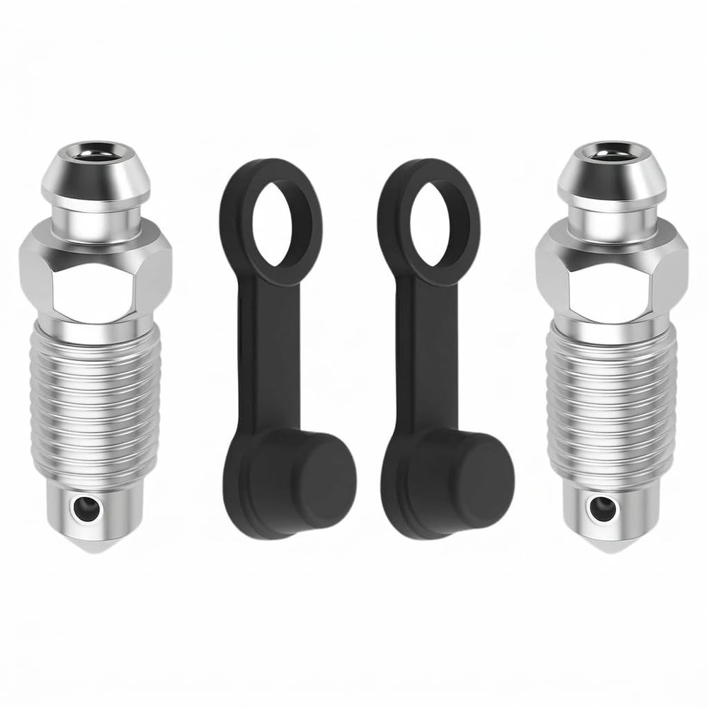 2PCS Brake Bleeder Screw with 2 Dust Caps, Brake Bleeder Valve Screw Replacement for Brakes Car Accessories