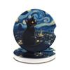 Ceramic Car CoastersAbsorbent Car Cup Holder Coaster Set for Aesthetic Car Interior,Retro Neutral Car Accessories, 2 Pack Night Black Cat view 1