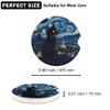 Ceramic Car CoastersAbsorbent Car Cup Holder Coaster Set for Aesthetic Car Interior,Retro Neutral Car Accessories, 2 Pack Night Black Cat view 2