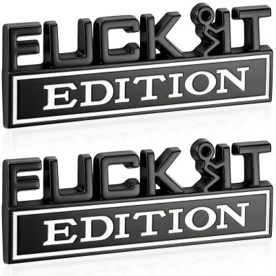 Fuck IT Edition Emblem 2 Pack, Alloy Car Exterior Badge, Fuck-IT Edition 3D Decals for Trucks, 3D Fender Badge Decal Car Truck Replacement, Fit for All Cars (Black and White)