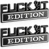 Fuck IT Edition Emblem 2 Pack, Alloy Car Exterior Badge, Fuck-IT Edition 3D Decals for Trucks, 3D Fender Badge Decal Car Truck Replacement, Fit for All Cars (Black and White) view 1