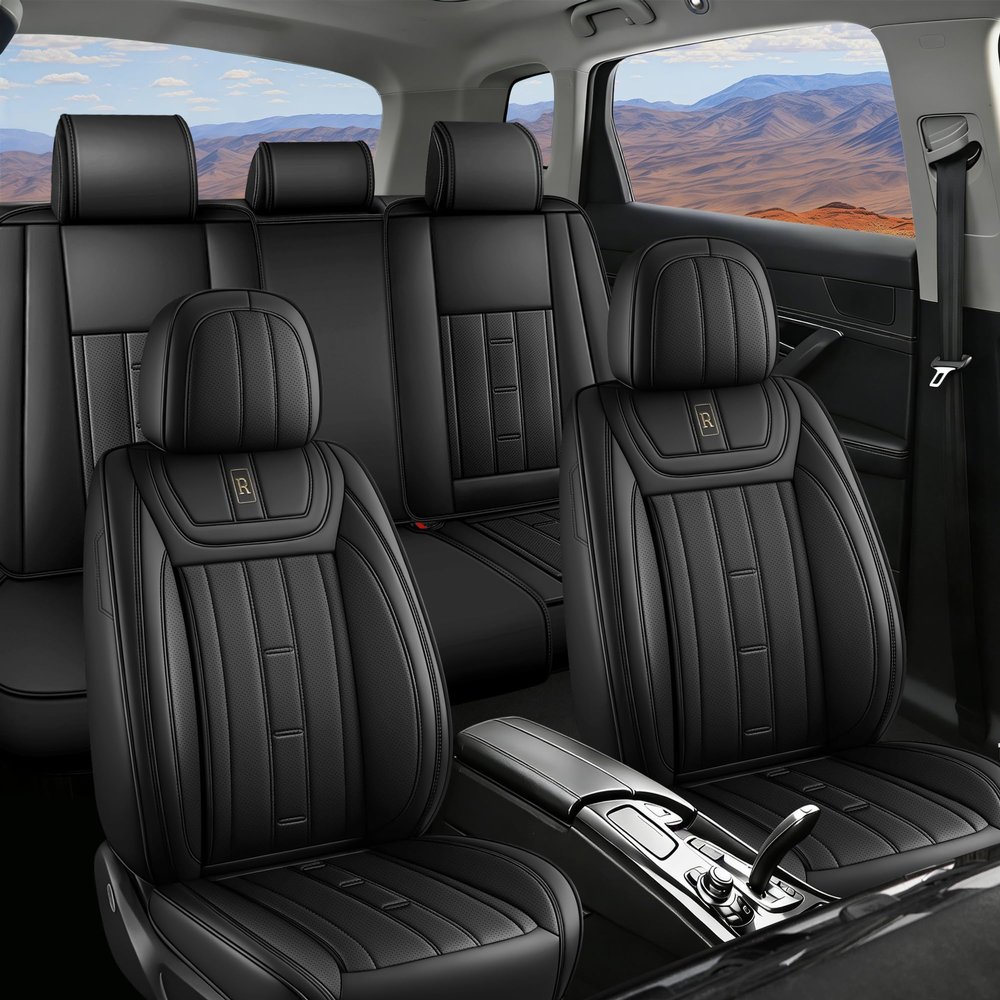 SARISKA Car Seat Cover for Subaru Crosstrek 2016-2026 Waterproof Nappa Faux Leather Car Seat Protector Stylish Seat Covers for Car, Non-Slip and Airbag Compatible, Interior Accessories(Black)