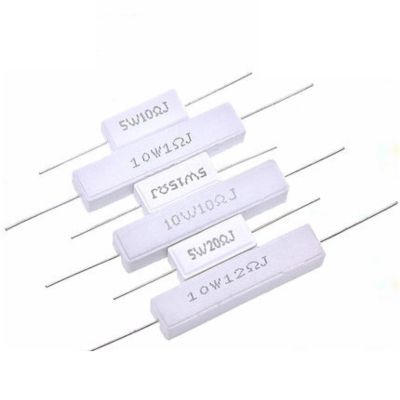5W 10W Ceramic Cement Resistor 5% 10 Pcs In A Pack 0.1R 1K 2.4K 3K 3.3K 5.1K 6.8K 12K 20K 30K 100K 0.25R 0.5R 3R 27R 12R 100R(5W 30R)