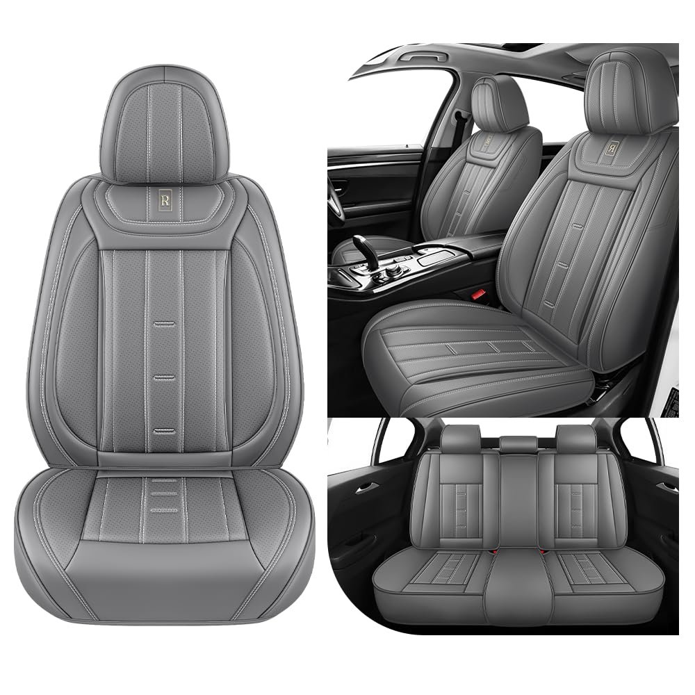 AWUI for Nissan Titan Seat Covers 2004-2026 Full Set,Waterproof Nappa Leather, Scratch-Resistant, 360 Full Coverage, Anti-Slip & Easy-Clean Car Seat Covers(5 Seat,Grey)
