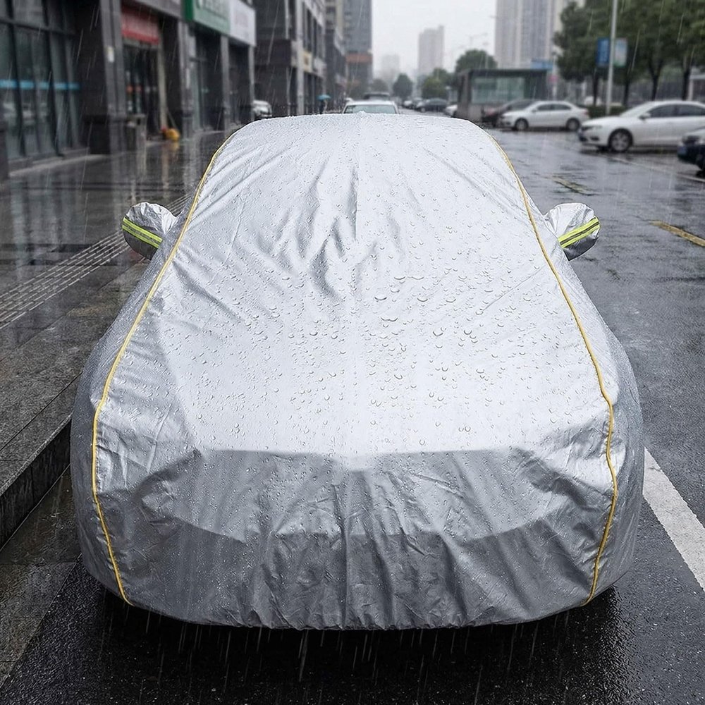 Custom Fit Waterproof Car Cover for Ford Tourneo Courier(2023-),Oxford Fabric with Side Door Zippers, Windproof Straps, Reflective Strips & Storage Bag, All Season Full Protection