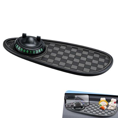 lekiliky Multifunction Anti-Slip Car Dashboard Mat, Center Console Storage Mat with Phone Holder Parking Number Holder, 3-in-1 Dashboard Accessories, Universal for Most Cars (Black #B)
