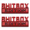 YUPIKJI 2PCS SHITBOX Edition Emblem, Car Emblem, Metal Auto Front Hood Letter Badge with Strong Adhesive, 3D Fender Badge Decal Car Truck Replacement Universal for Most Vehicles (Red) view 1