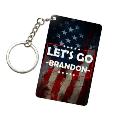 Let'S Go Brandon Rectangular Acrylic Keychain 2 X 3 Inch Fashionable Stainless Steel Key Ring4