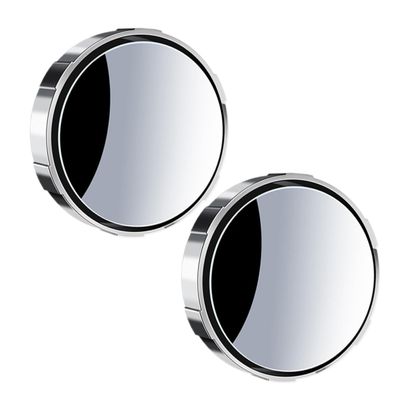 HANABASS 2pcs Suction Cup Rear View Mirror Wide Angle Blind Spot Mirror for Car Automotive Silver Abs with Enhanced Clarity Suitable for Suvs and Trucks
