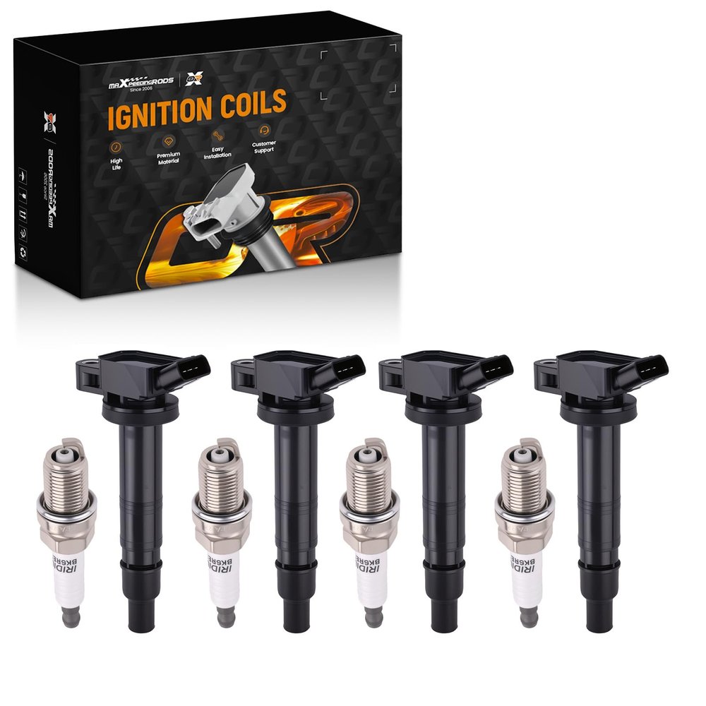 maXpeedingrods UF495 Ignition Coil and 4504 Spark Plug for Toyota Scion 2.4L L4 GAS Engine, 2006-2011 Camry, 2009-2010 Corolla, 2009-2012 Matrix, 2007-2008 Solara, 2008-2011 XB UF-495 (Set of 4)