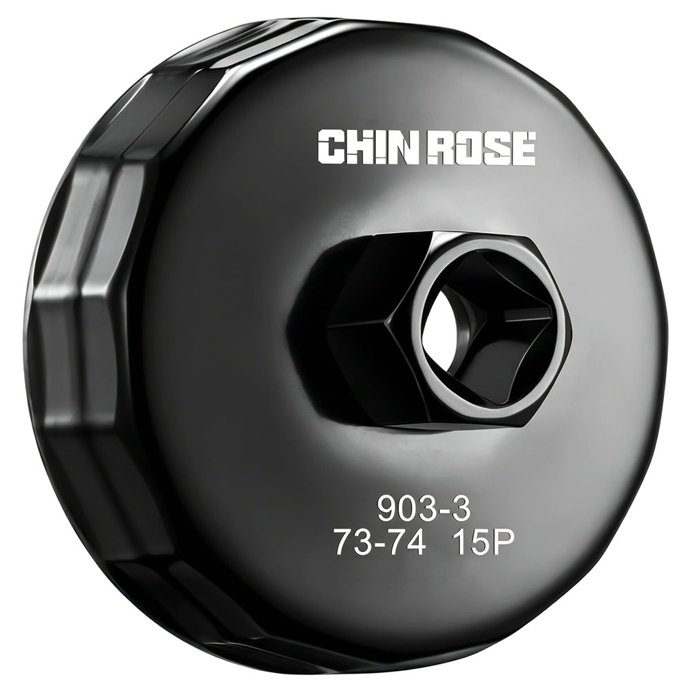 Chinrose 73-74mm Oil Filter Wrench, 15 Flutes oil filter socket wrench & Heavy-Duty 1/2Inch Square Drive Flute Oil Filter Removal Tool