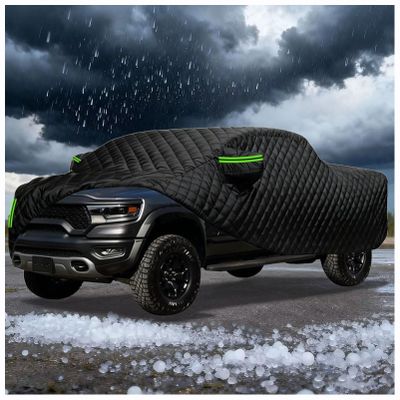 Hail Protector Truck Cover for GMC Sierra 1500 AT4X Crew Cab Short Bed 2022-2025,Anti Hail Car Cover Rain Sun Snow Protection,Waterproof,Zipper Door,Reflective Strips(Balck) rgf3h