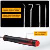 HARFINGTON 8Pcs Mini and Long Hook and Pick,166mm/240mm Oil Seal Gasket Precision Screwdriver Puller Remover Removal Tool for Remove Hoses and Gaskets, Auto and Electronics Tools, Black Red view 3