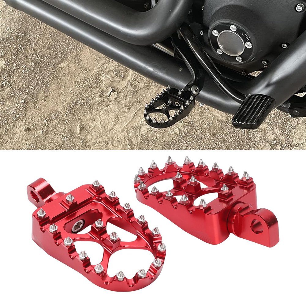BAFOVY CNC Wide Foot Peg, 360 Degree Rotating Aluminum Alloy Foot Peg with X Bridge Design for Improved Grip, Replacement for Bobber Iron 883 (Red)