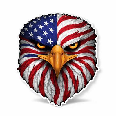 Reflective Eyes Eagle Decal, USA Flag PVC Decal for Truck Window, Tailgate, Cooler, Laptop and Toolbox, Waterproof Patriotic Bald Eagle Sticker,Cars, Laptop, American Pride Accessory (6.75.1 in)