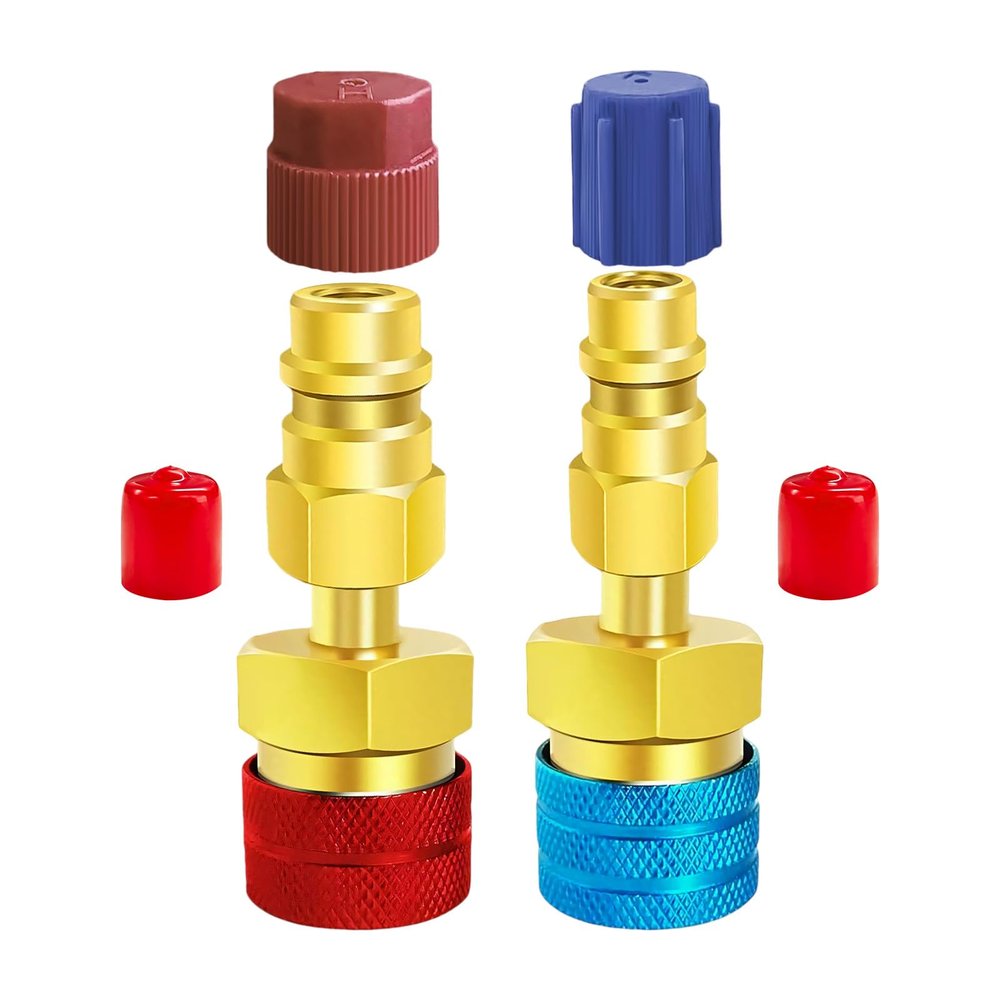 YSFER R1234yf Adapter Kit, R1234YF to R134A Quick Coupler for Car AC Charging, High Low Side Connector Conversion Kit Air Conditioning System Hose Fitting, Car Accessories