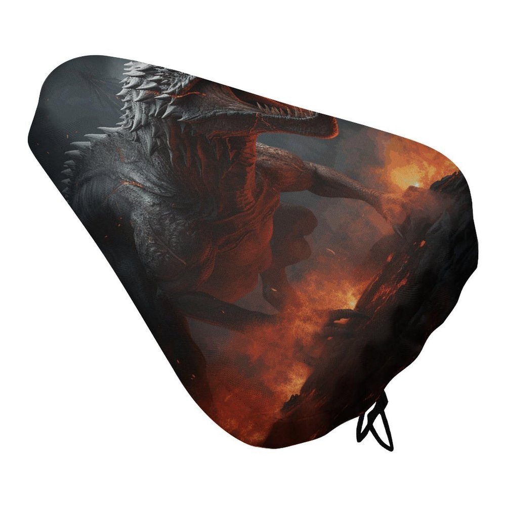 KHAUERBC Red Magma Flying Dragons Bike Seat Cover with Drawstring Mountain,Bike Seat Rain Cover- Waterproof Sun Dust,Bike Seat Cushion Covers Fits Multiple Bicycles and E-Bikes for Women & Men