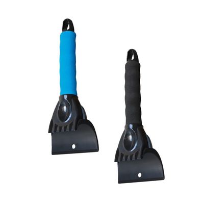 HOOTNEE 2pcs Car Ice Scraper and Snow Removal Shovel Set, Black and Blue, Multifunctional Frost Remover for Winter Auto Snow Cleaning and Windshield Defrosting