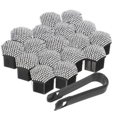 Bling Lug Nut Covers 20pcs Plastic Silver Car Wheel Caps