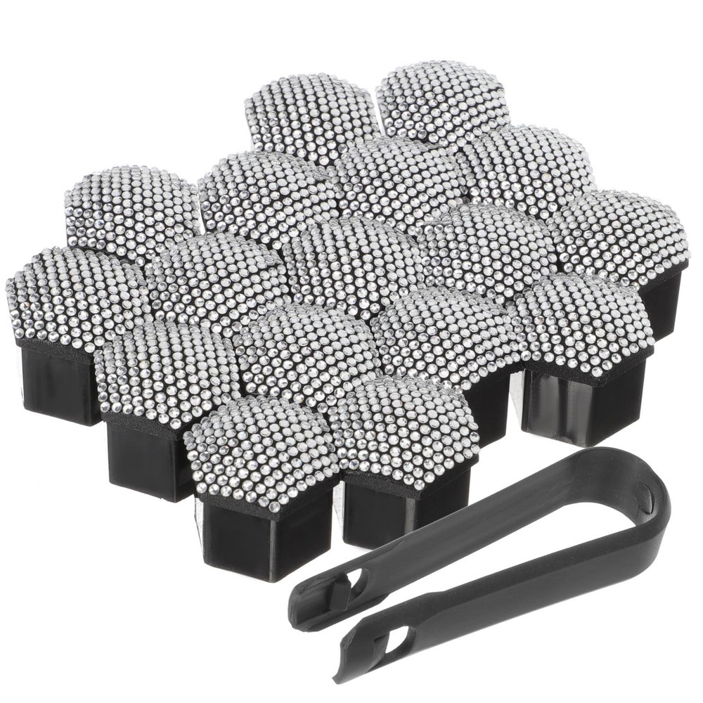 Bling Lug Nut Covers 20pcs Plastic Silver Car Wheel Caps