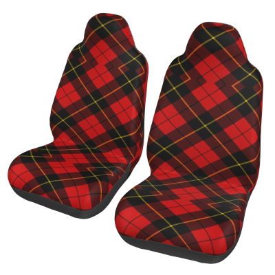 CYQRNET Wallace Tartan Red Black Plaid Seat Cover Car Front Seat Protection Cover Suitable for Sedans, Suvs, and Trucks
