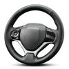Hand Stitch Steering Wheel Cover | Heavy Duty Customized Fit for Honda Civic 9 Civic 2012 2013 2014 2015 Anti-Slip Perforated Leather Black view 1