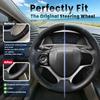 Hand Stitch Steering Wheel Cover | Heavy Duty Customized Fit for Honda Civic 9 Civic 2012 2013 2014 2015 Anti-Slip Perforated Leather Black view 3