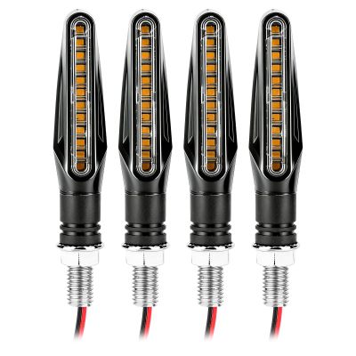 YSFER 4PCS Motorcycle Turn Signals, Ultra-Bright 12 LED Motorcycle Turn Signal Light w/Sequential Flow Mode, 12V Front & Rear LED Blinkers Indicator for Motorbike Scooter Dirt Bike