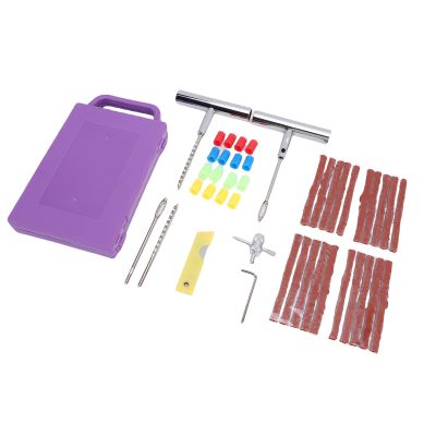 MOTOULAX 28 Piece Tire Repair Kit, Universal Puncture Repair Tools with T Shape Handle and Solid Pliers for Cars Motorcycles ATVs Tractors SUVs RVs