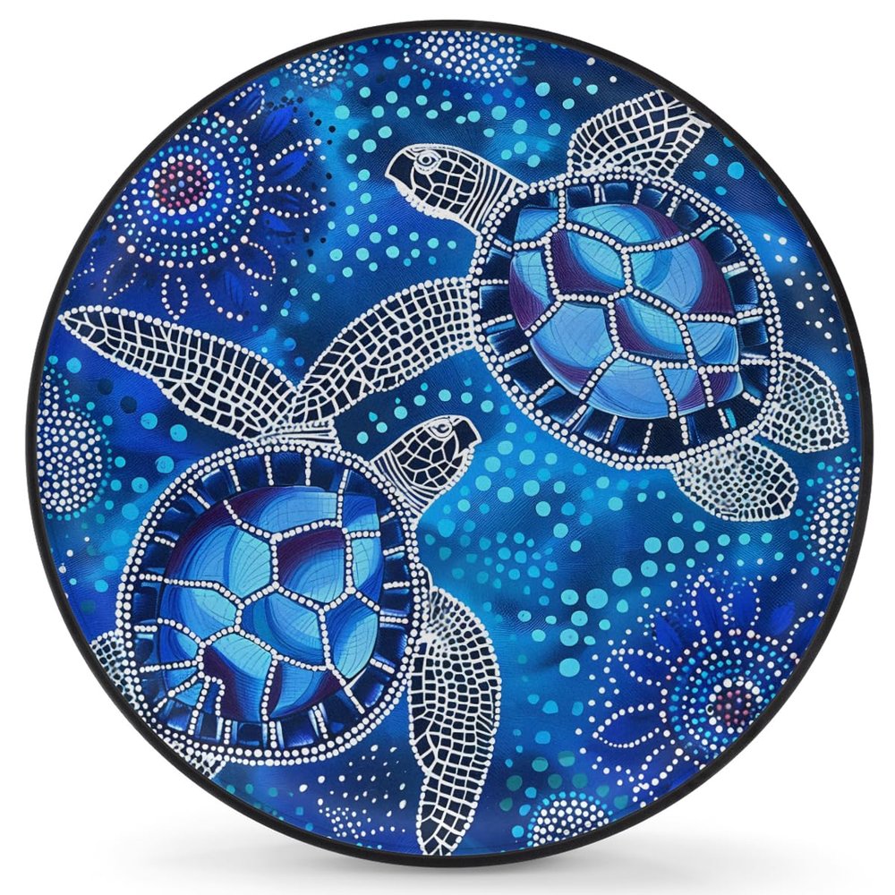 Turtle Blue Animals Abstract Spare Tire Cover Waterproof Dust-Proof Spare Wheel Covers Wheel Tire Storage Cover Universal Fit Camper Trailers RV SUV Truck Travel Trailers Accessories 14" 15" 16" 17"