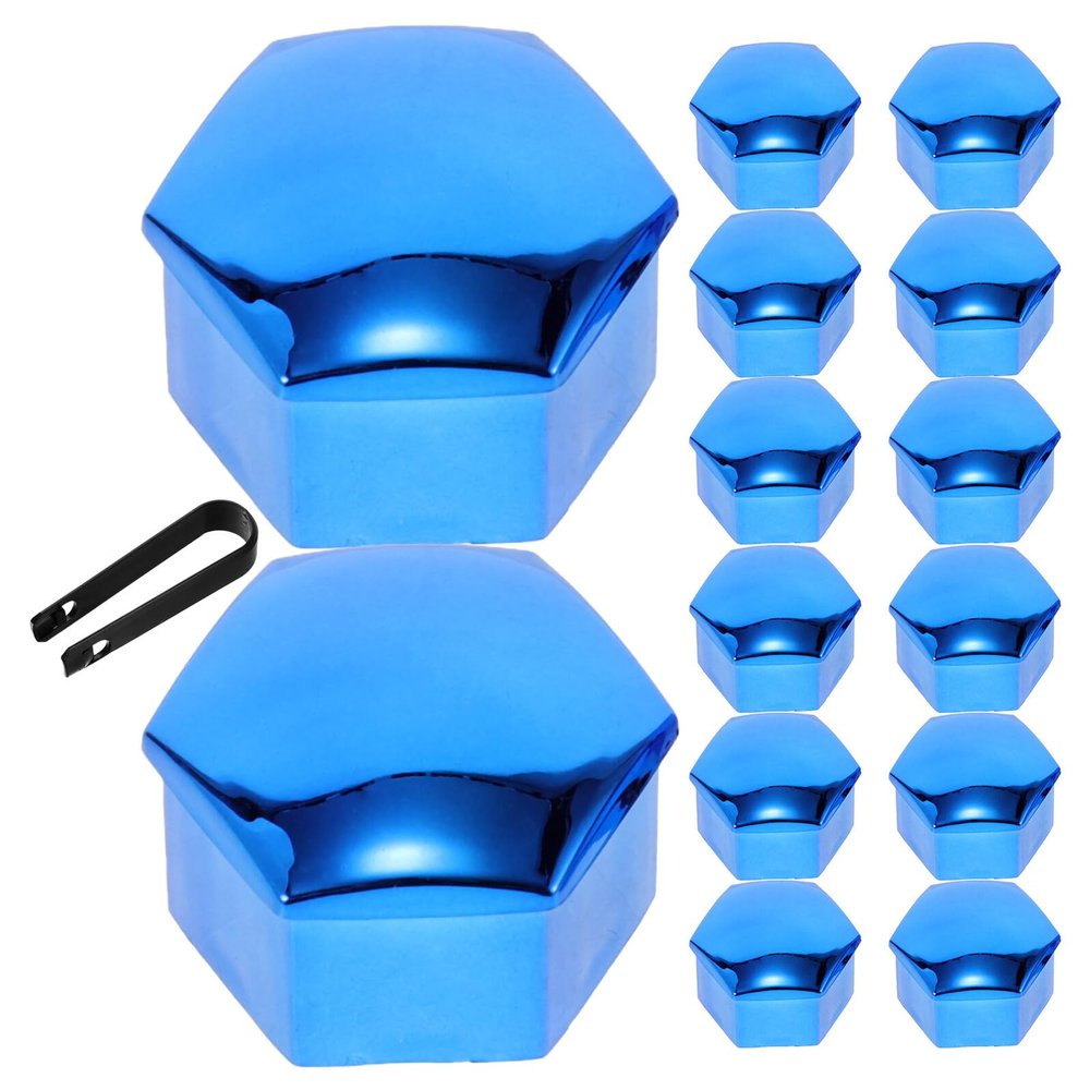Abaodam 20pcs Wheel Lug Nut Covers with Black Clip, Electroplated Blue Anti-Rust Wheel Nut Cap Replacement for Electric Vehicle Hub Tire Protection