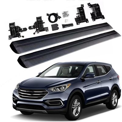 Deployable Electric Running Board Side Step Fits for Hyundai Santa Fe 2012-2018 with Magnetic Control All Black Aluminum Running Boards Intelligent with Anti-Pinch