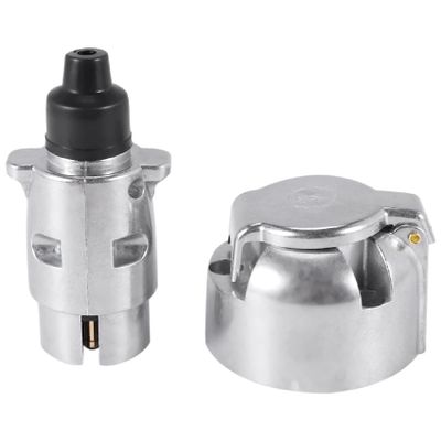 Kopinma Trailer Accessories- 7 Pin Trailer Plug 12V Rv Sockets Towbar Towing 7Pin Metal Trailer Connectors