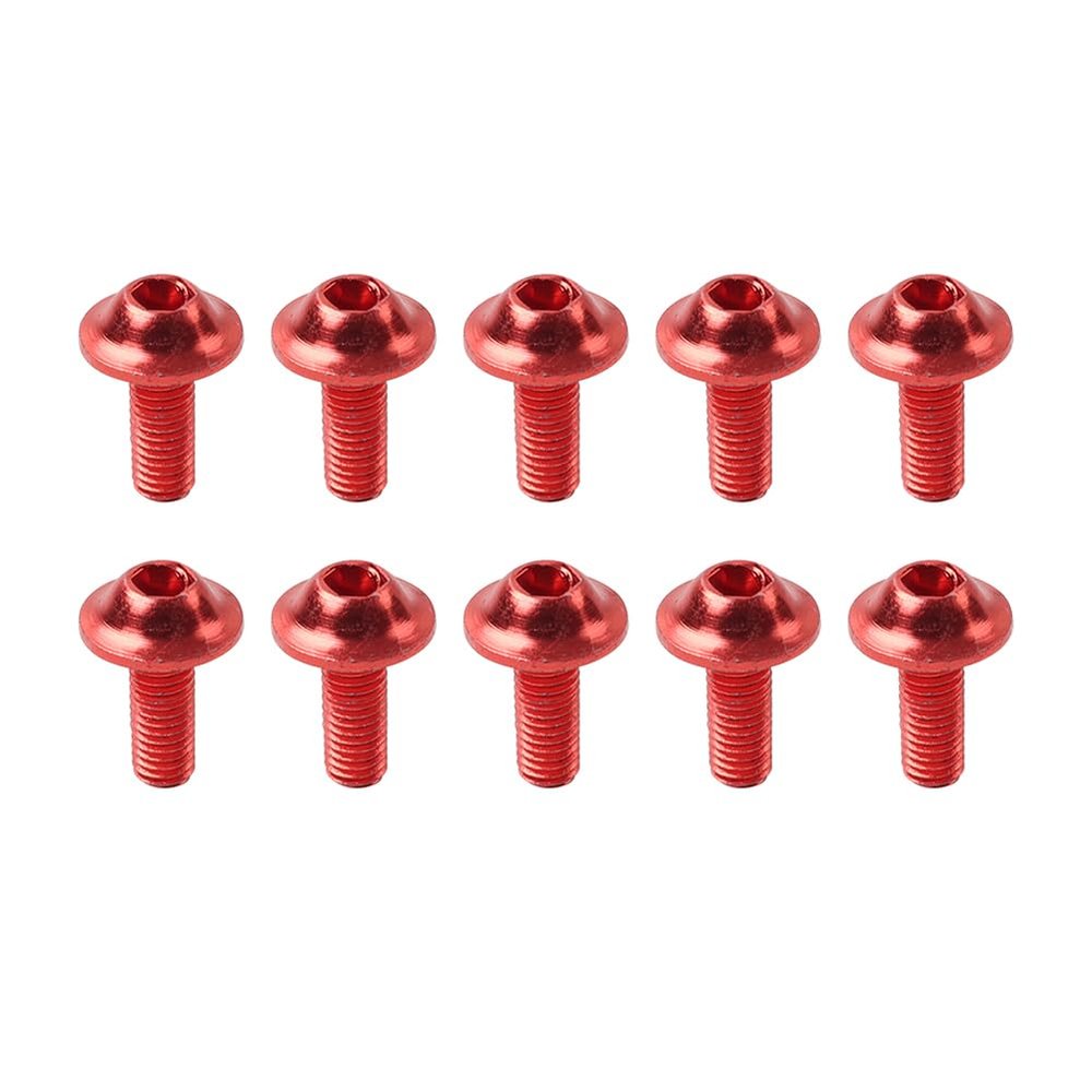 GZYF 10 Pcs M6*16mm Motorcycle Windshield Bolts Hex Socket Bolts Aluminum Red Universal compatible with many automotive, motorcycles