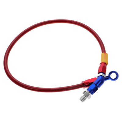 ELEOUTI Braided 60cm Motorcycle Brake Hose Stainless Steel 90 Bend Red Oil Line for Atv Dirtbike Scooter Hydraulic Clutch Tubing