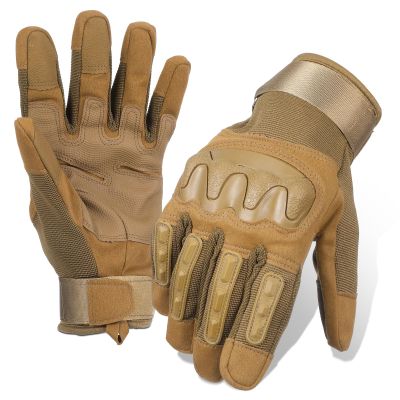 Beatifufu Mens Full Finger Gloves, Sand Color, Size L Touchscreen Compatible, Armoured Protective Gloves for Outdoor Cycling, Training, Hunting, and Motorcycle Riding