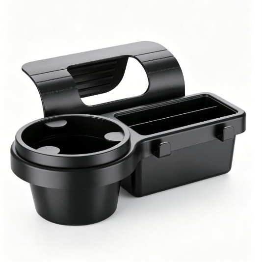 MOAYZRO Car Cup Holder, Multifunctional Car Door Window Storage Organizer, Vehicle Door Side Cell Phone Storage Box, Window Mount Organizer for Phone Earphone Key Cup (Black)