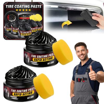 Tire Ceramic Coating, Tire Coating Paste Rapid Acting, Premium Tire Coating & Trim Restorer, Bring Back The Original Deep Black Shine To Rubber And Plastic, Withstands Over 200 Washes (2pcs)