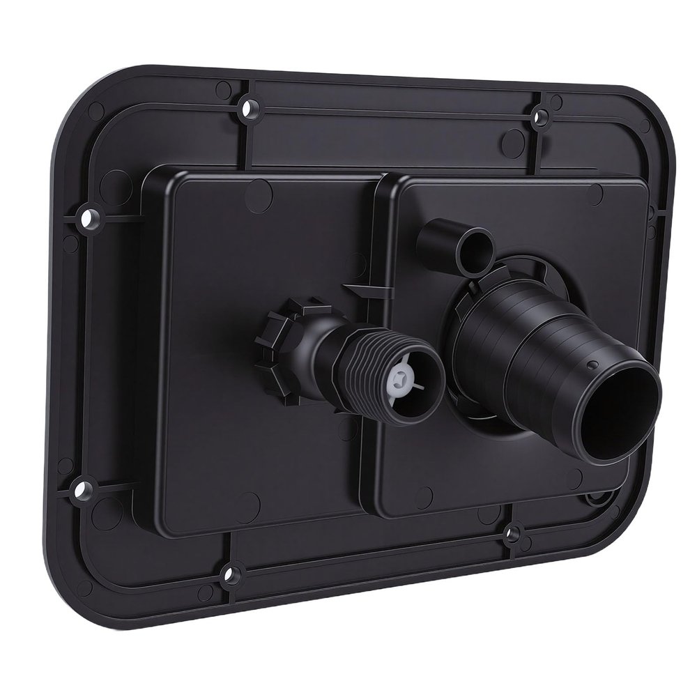 Dpofirs RV Municipal Water Inlet Hatch | Gravity Fed Fill Dish with Double Inlet and Check Valve for Trailer Boat (Black)