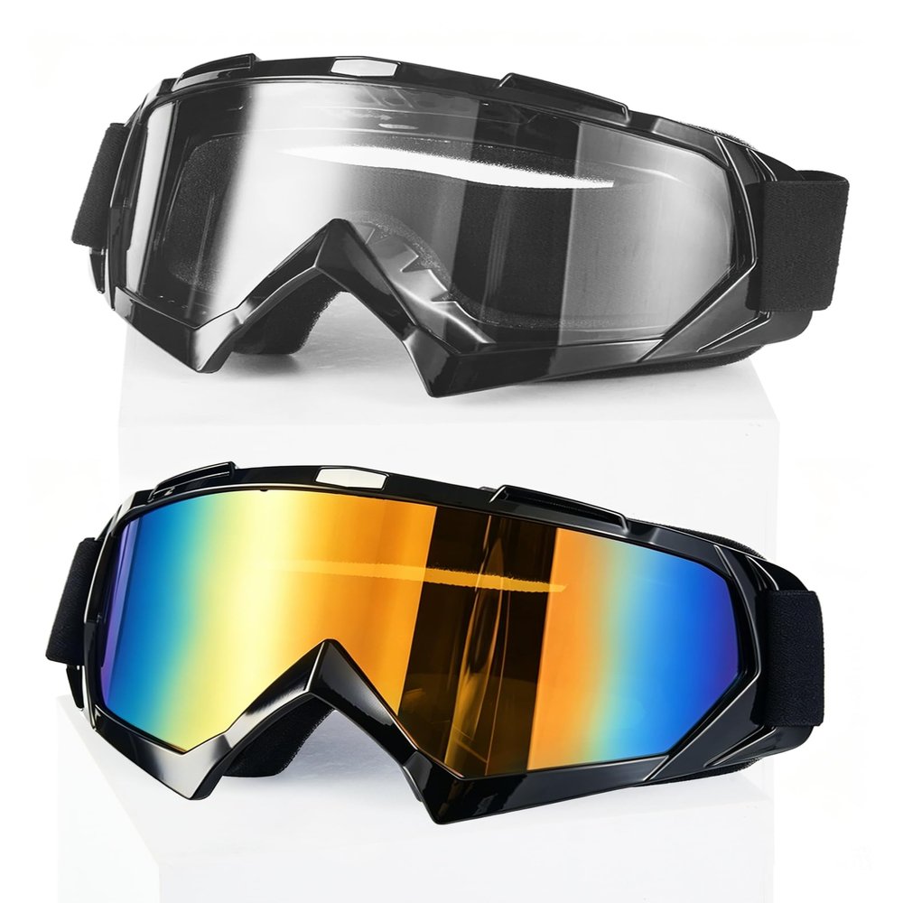 Carsories 2Pack Dirt Bike Goggles ATV Riding Motorcycle Motocross Dustproof Windproof Off Road Racing MX Four Wheeler Goggles for Adult Men Women Youth