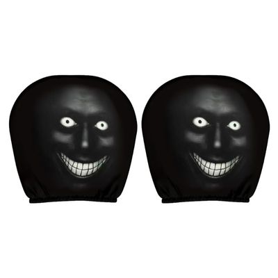 Funny Car Headrest Covers with Big Eye & Grinning Face Soft Breathable Polyester Covers General for Most Vehicles